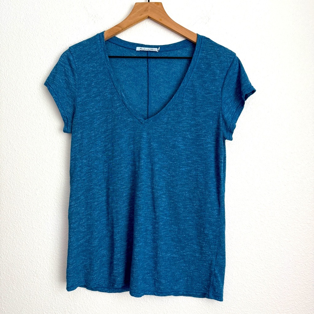 Michael Stars V-Neck Tee - Heathered Blue